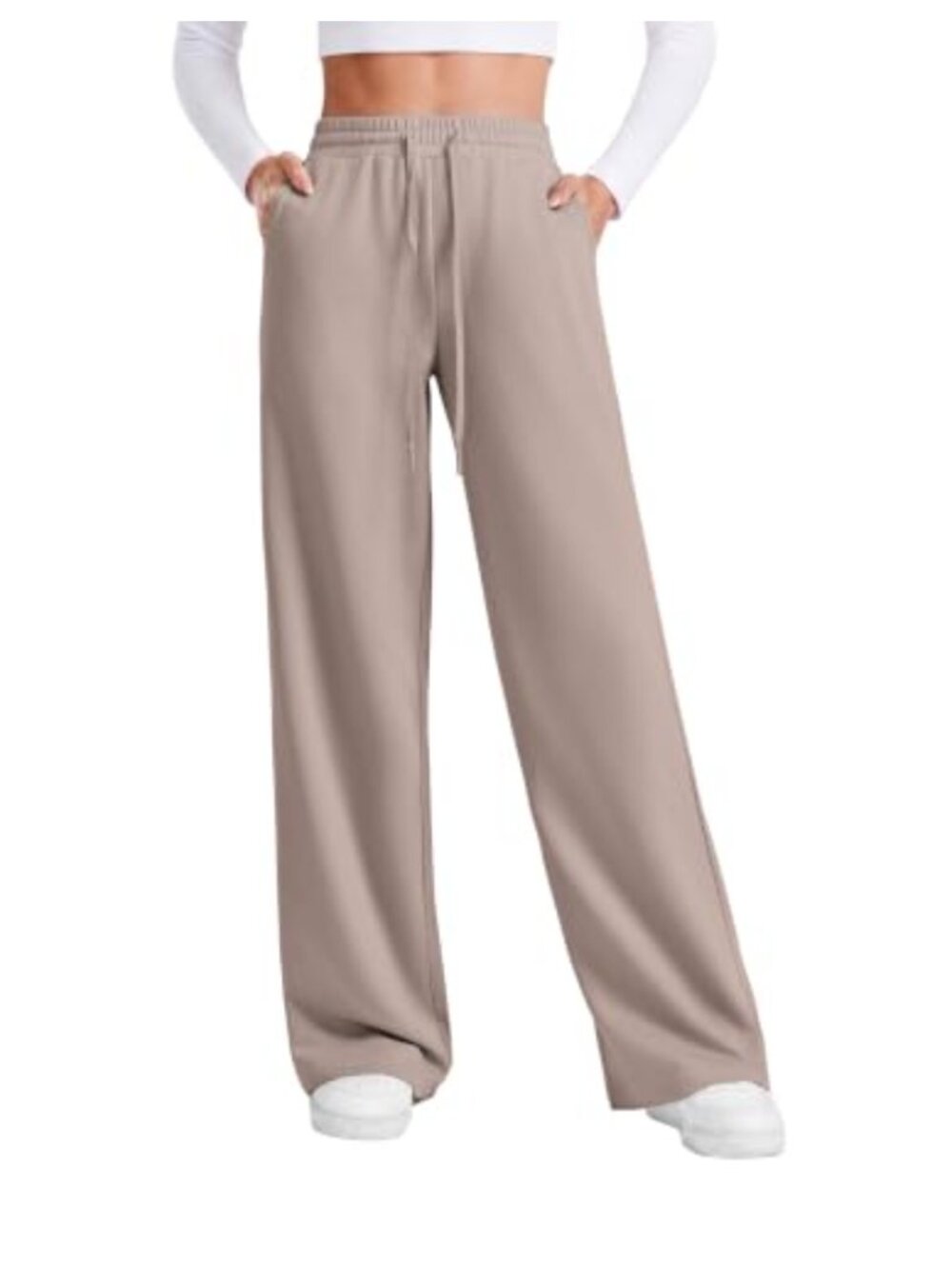 Wide Leg High Waisted Sweatpants Drawstring Pockets Yoga Casual